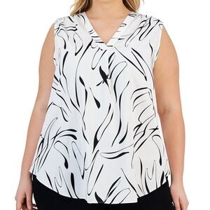 Alfani Black and White Abstract Blouse